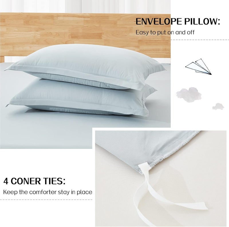 Dreaming Wapiti Duvet Cover King,Washed Microfiber Cornflower Blue King Size Duvet Cover Set,Solid Color - Soft and Breathable with Zipper Closure & Corner Ties (Cornflower Blue, King) - Image 5